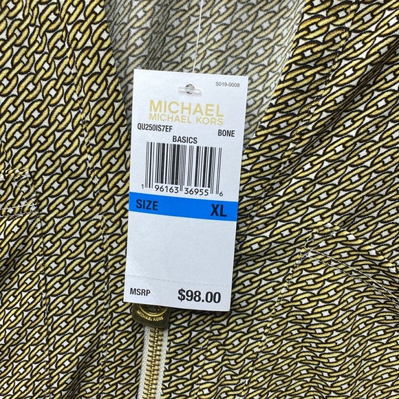 NWT Michael Kors 1/4 zip patterned long sleeve blouse size extra large - Picture 7 of 7